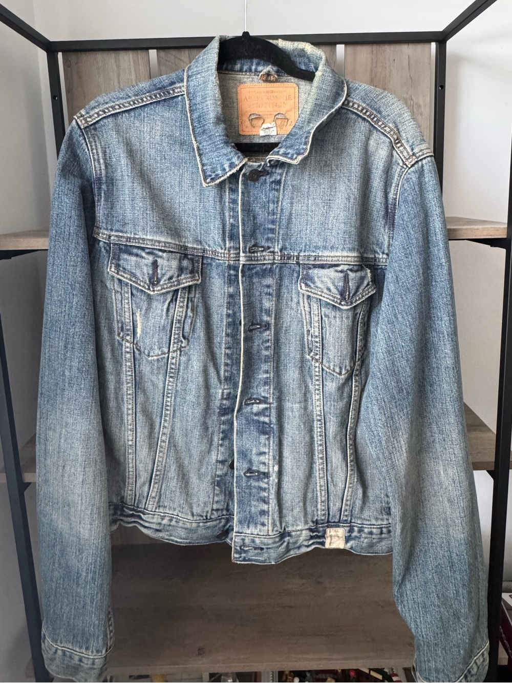 Abercrombie & Fitch Distressed Light Blue Denim Jacket